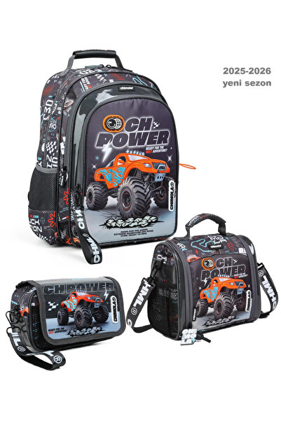 high value Chımola power black 3'lü Okul Çanta Seti (İTHAL)