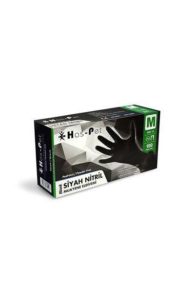 Has-Pet Haspet Black Nitrile Medium Tattoo Gloves - Box