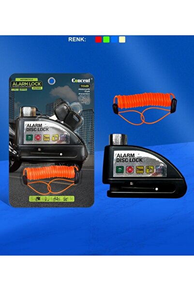 Zoli Motosiklet Alarmlı Disk Kilidi Uyumlu 110db Yüksek Sesli Ve Hatırlatma K...