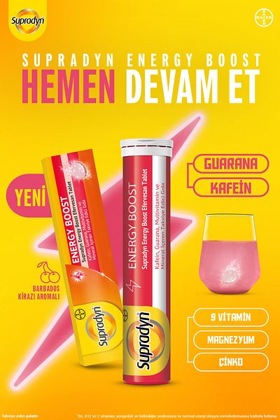 Supradyn Energy Boost Effervescent Tablet L Caffeine, Guarana, Multivitamins and Minerals