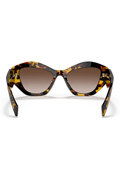 Prada Woman Irregular Sunglasses- Pr 07ys - Lense Size:53mm - Honey Havana