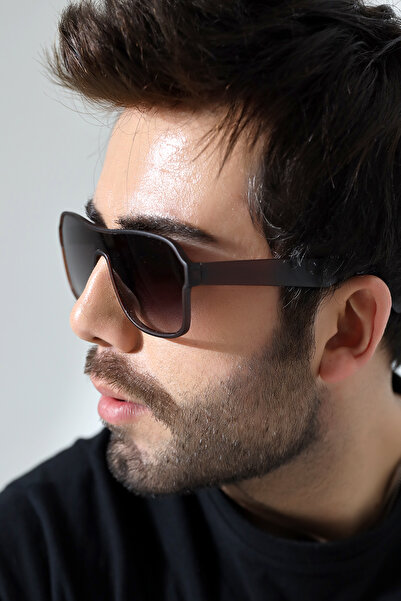 Lozzo Men's Brown Solid Polarized Glass Sunglasses 23039 C3 P