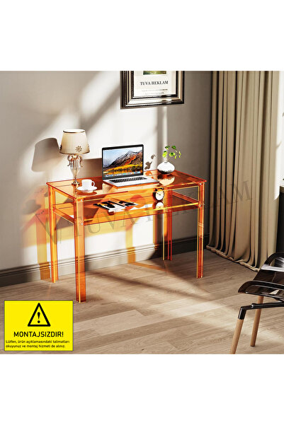 TUVA REKLAM Tuva Reklam Şeffaf Pleksi Modern Ayaklı Çalışma Masası Konsol Dresuar Ünite Ofis Salon (MONTAJLIDIR)