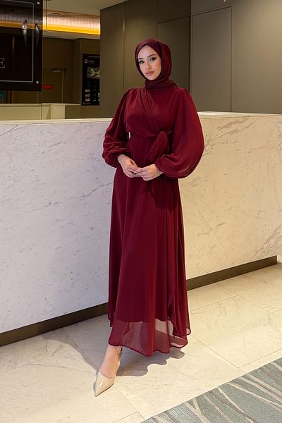 Tesettür Diyarı Sultan Model Side Tie Evening Dress
