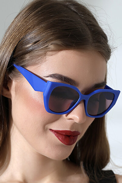 Lozzo Women's Oval Navy Blue Colored Glass Matte Sunglasses Waiter Size 23047-3 C31 m