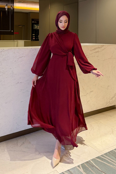 Tesettür Diyarı Sultan Model Yandan Bağlamalı Abiye