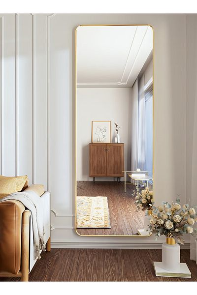 Taimi Full Length Mirror With Aluminum Frame - 120 X 30 Cm - Gold