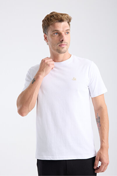 Erkek Regular Fit Yarım kollu T-Shirt Beyaz