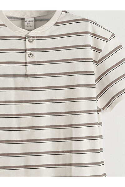 LC Waikiki Lcw Kids Beige Striped Boys T-Shirt and Shorts Pack of 2