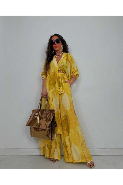 QUAWEAR Shirt Collar Long Shirt Side Pockets Double Suit with Trousers