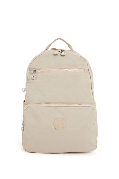 Sanmorris Unisex Αδιάβροχο μεσαίου μεγέθους Crinkle ύφασμα πολλαπλών τμημάτων κρέμα φορητού υπολογιστή Σχολικό και ταξιδιωτικό σακίδιο