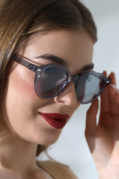 Lozzo نظارات شمسية بيضاوية رمادية اللون UV400 للنساء مع إكسسوارات 23007 c5