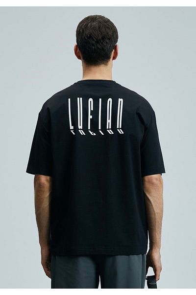 Lufian 111020245 Helıx Μοντέρνο γραφικό T-Shirt Ανδρικό T-Shirt Μαύρο
