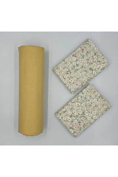 pınarhome collectıon New Season - 100% Organic Cotton, Soft Sand and Elastic Crossbody+Pillow Cover Corner Depth 28-30 cm