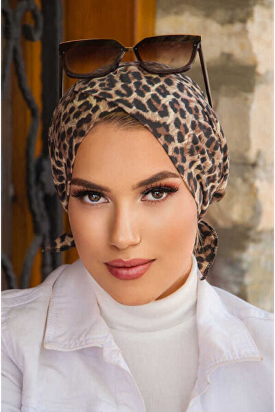 Aişe tesettür Leopar Çapraz Bone