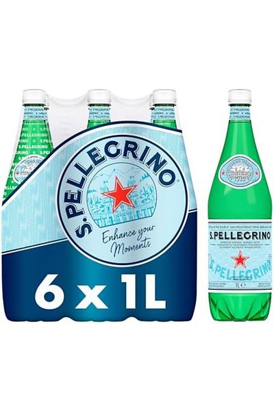 San Pellegrino Sparkling Natural Carbonated Mineral Water, 1 Litre (Pack of 6)