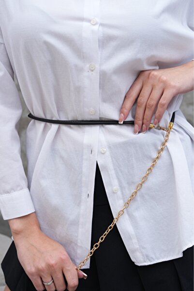 MODAM HİFA Curea de frânghie cu detalii aurii Curea de lanț pentru rochie Curea de cămașă Curea de haină Curea de talie Curea de corp