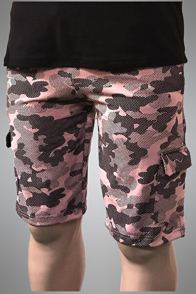 wingetstar Erkek Pudra Kamuflaj Iki Iplik %85 Pamuk %15 Polyester Rahat Kalıp Günlük Baskılı Bermuda Şort