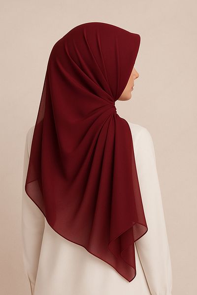 Paciqa Șal din șifon de culoare uni burgundă 70x180 cm Hijab de vară subțire ușoară