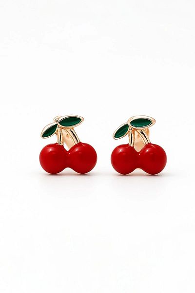 MakeWell Non-Perforated Earrings Ear Clip-On Children's Earrings with Cherry Design for Children Without Holes