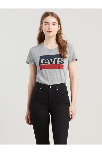 Levi's Γυναικείο γκρι μπλουζάκι με το λογότυπο The Perfect Sportswear