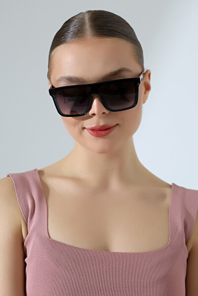 Lozzo نظارة شمسية مستقطبة سوداء اللون من الزجاج Unibody للنساء 23040 c2 yk p