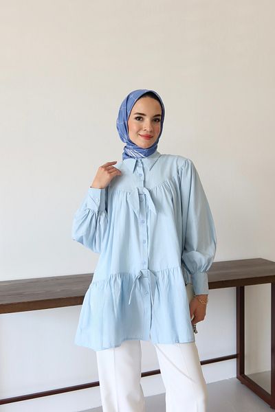 MOONSC Πουκάμισο Hijab - Λεπτομερές φιόγκο