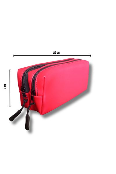 uzaktangelir 2 Compartment Red Pen Holder Faux Leather
