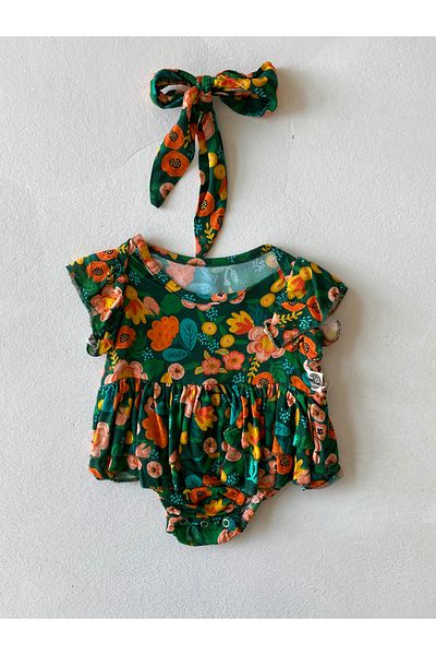 rg kidsstore Baby Girl 100% Cotton Fabric Ruffled Dress and Headband