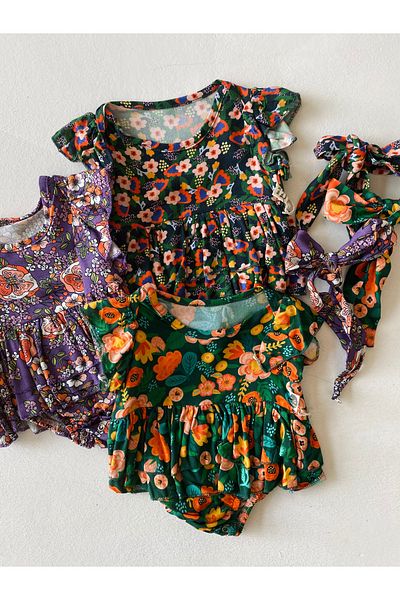 rg kidsstore Baby Girl 100% Cotton Fabric Ruffled Dress and Headband