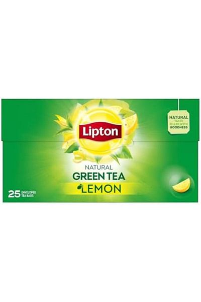Lipton شاي أخضر بالليمون، 25 كيس شاي ليبتون، تركيبة شاي جديدة ومحسنة، نكهة ليمون أقوى، مصدر