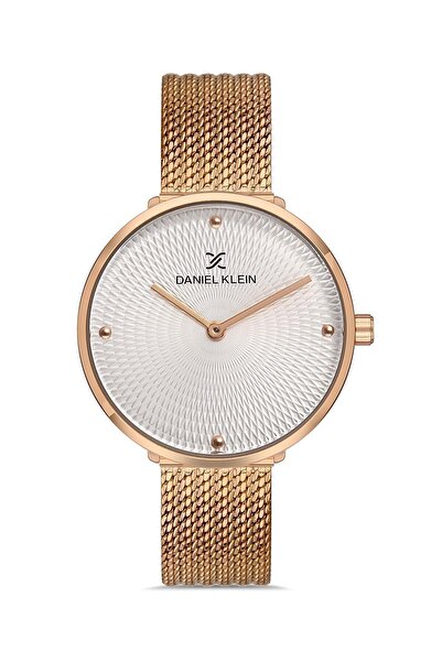 Daniel Klein Women's Stone Dial Rose Color Straw Cord Wrist Watch