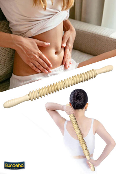 Bundeba Selülit Giderici Masaj Aleti Ahşap El Rulosu Tetik Noktası Masaj Çubuğu Vücut Terapisi Masaj Cihazı
