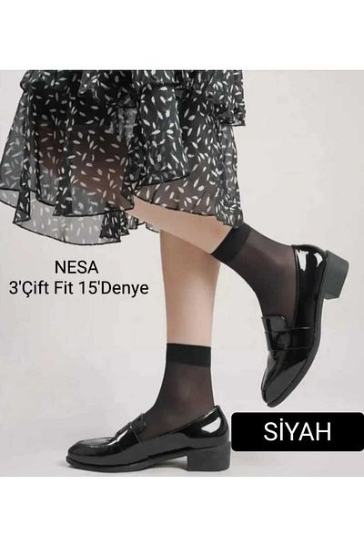NESA 3 чифта лъскави чорапи за панталон 15 den, гъвкави, от тюл, 500*, черни