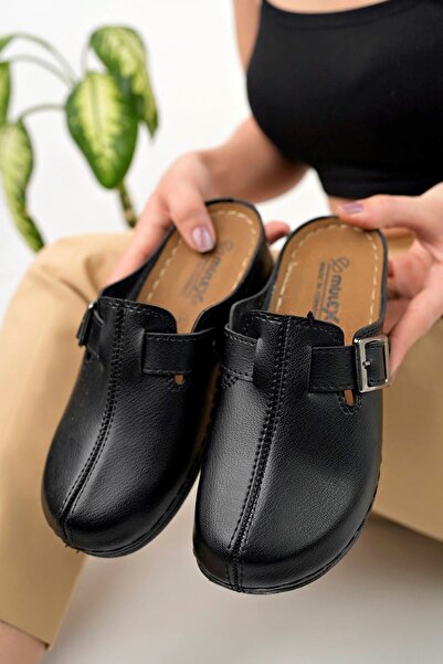 epaavm Ορθοπεδικά μαξιλαράκια με κλειστή πόρπη στη μύτη, μαύρες παντόφλες