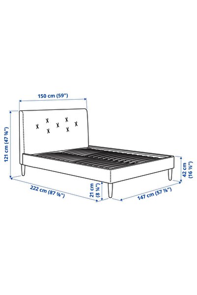 IKEA Çift Kişilik Karyola, Gunnared Koyu Gri, 140x200 Cm