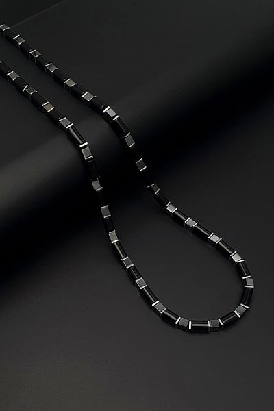 Seven Art Jewelry Natural Stone Necklace, Black Hematite and Agate Stone Necklace, Men's Necklace, Women's Necklace