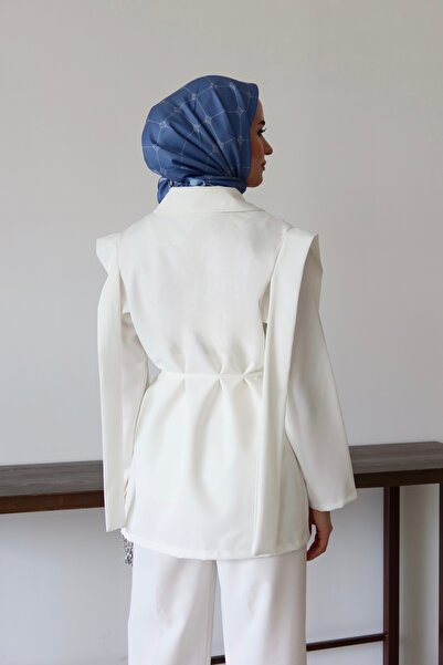 MOONSC Λευκό παλτό με δεμένη μέση