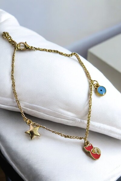 MakeWell Anklet Fish Daisy Cat Heart Design Gold Color Anklet Foot Bracelets