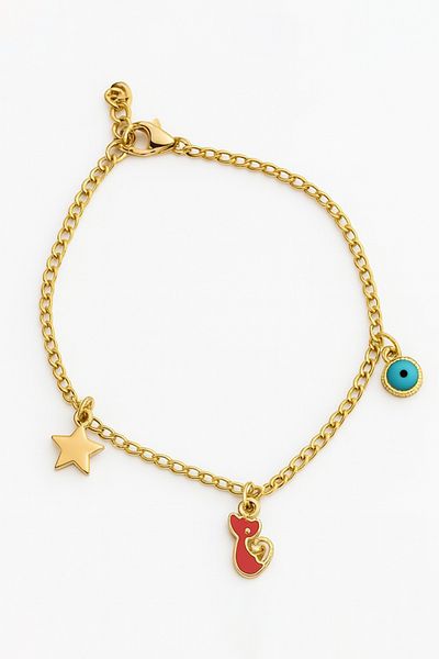 MakeWell Anklet Fish Daisy Cat Heart Design Gold Color Anklet Foot Bracelets