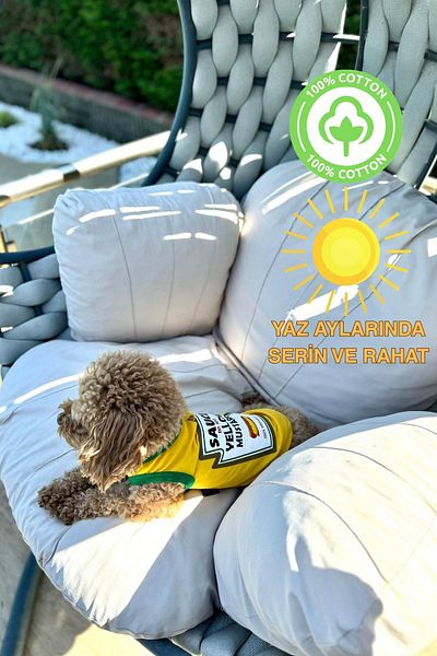 salya store 100% Cotton Summer Dog Undershirt, Combed Cotton Dog Clothing - Mustard