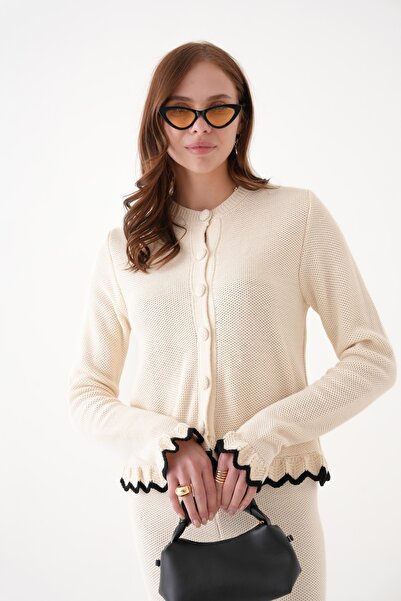 etto park Women's Wave Touch Knitwear Set (Cardigan & Wide Leg Pants)