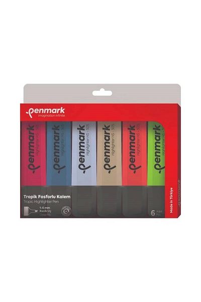 penmark Set of 6 Acetate Colored Highlighter Pens