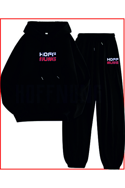HOFFNUNG FULL HOODIE HOFFNUNG ΝΕΑ ΜΑΥΡΑ αθλητικά ρούχα oversize