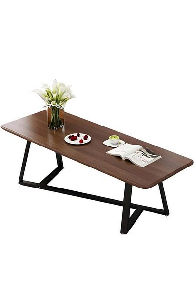 Luxury Home Rectangular Coffee Table with Steel Frame and Large Elegant Desktop EI-204