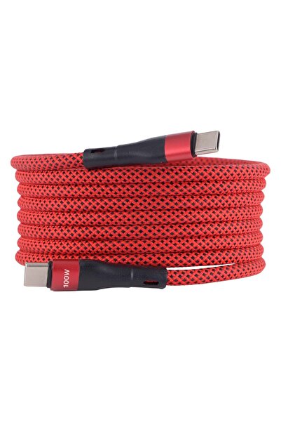 4Berry Bmcc-06 Kirmizi Usb-c-c Manyetik Kablo – 2 M, 100 W Süper Hızlı Şarj