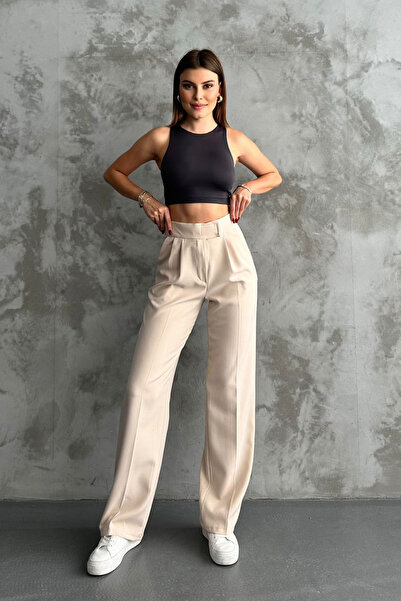 Balenbi Γυναικείο παντελόνι Palazzo Double Crepe Lycra Velcro Closure 1103