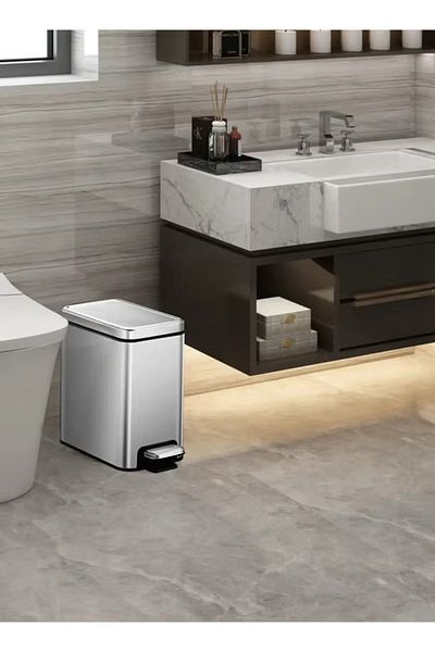 EKO Stella Slim 10l Pedal Trash Bin – Brushed Stainless Steel, Soft-close, Fingerprint-resistant