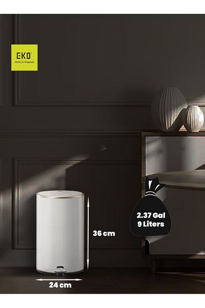 EKO Cosmo Series | Brushed Matte Finish | Soft-closing | Fingerprint-resistant | Round Deluxe Pedal Bin
