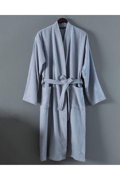 Madame Coco Halat de baie pentru bărbați Nicola Kimono 100% bumbac - albastru